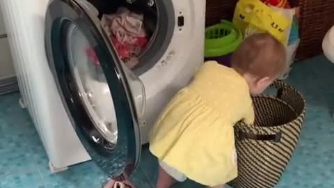 Helping Mom with the laundry!!