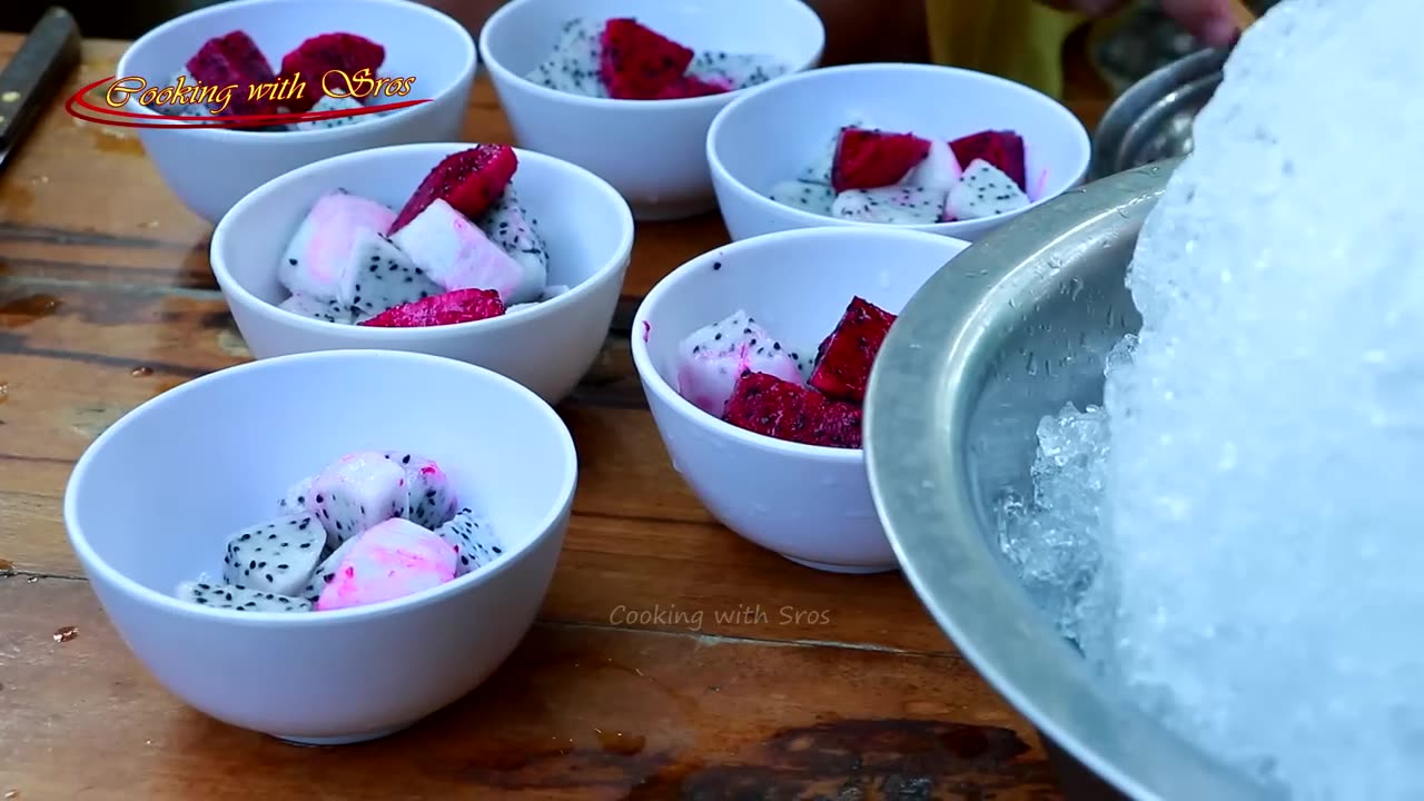 Sros Cooking: Delicious Dragon Fruit Dessert - Select Dragon Fruit for Dessert