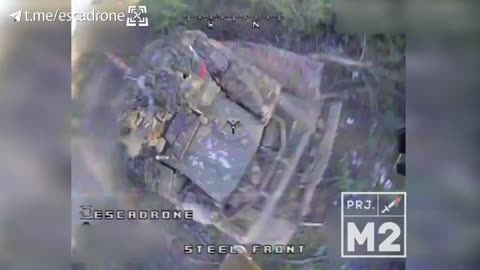 Another Russian Tank Destroyed by a Ukrainian Drone