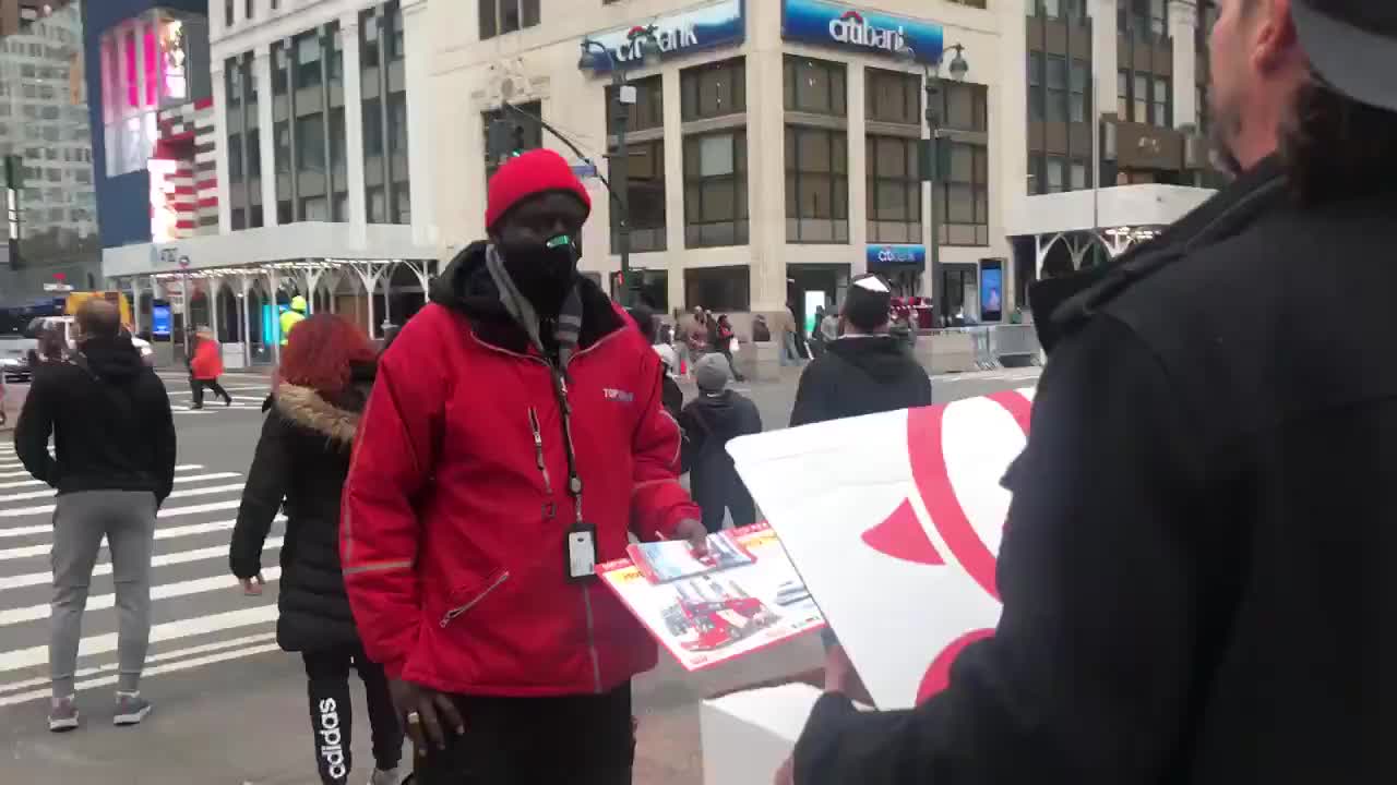 Handing out Chick-fil-A to the homeless in Deblasio town.