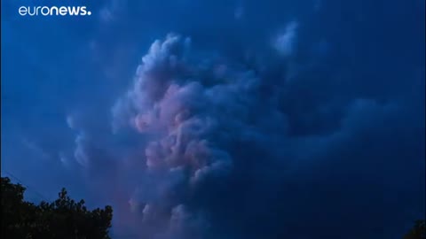 Lava gushes volcano