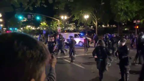 Police move in to clear the road