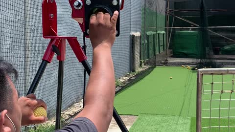 Cricket bowling in the tunnel net