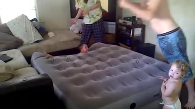 Toddler Gets thrown by Airbed