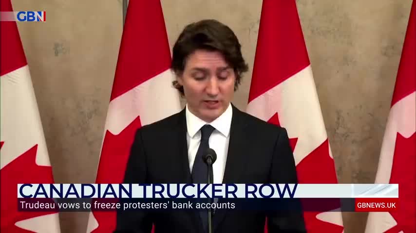 Justin Trudeau threatens to freeze Canadian trucker protesters' bank accounts