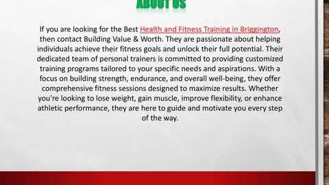 Health and Fitness Training in Briggington