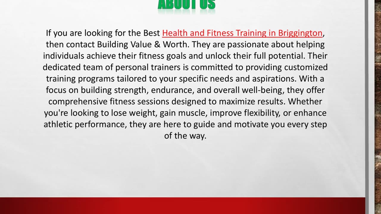 Health and Fitness Training in Briggington