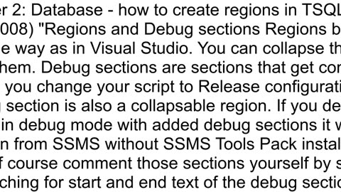 Is there way to create regions in sql scripts