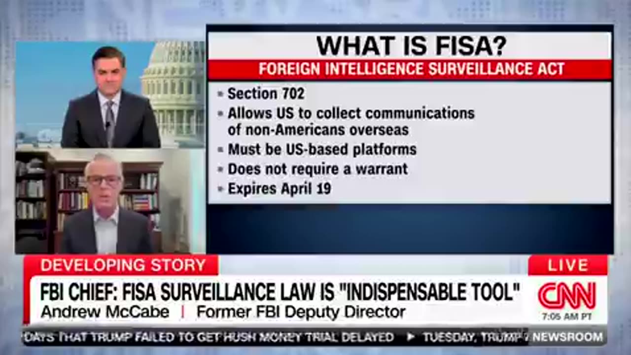 Former FBI agent Andy McCabe falsely claims FISA was never used in the investigation of Donald Trump