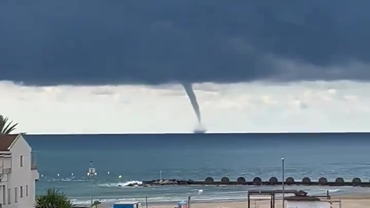 Water Tornado Filmed Off The Coast Of Catalonia, Spain