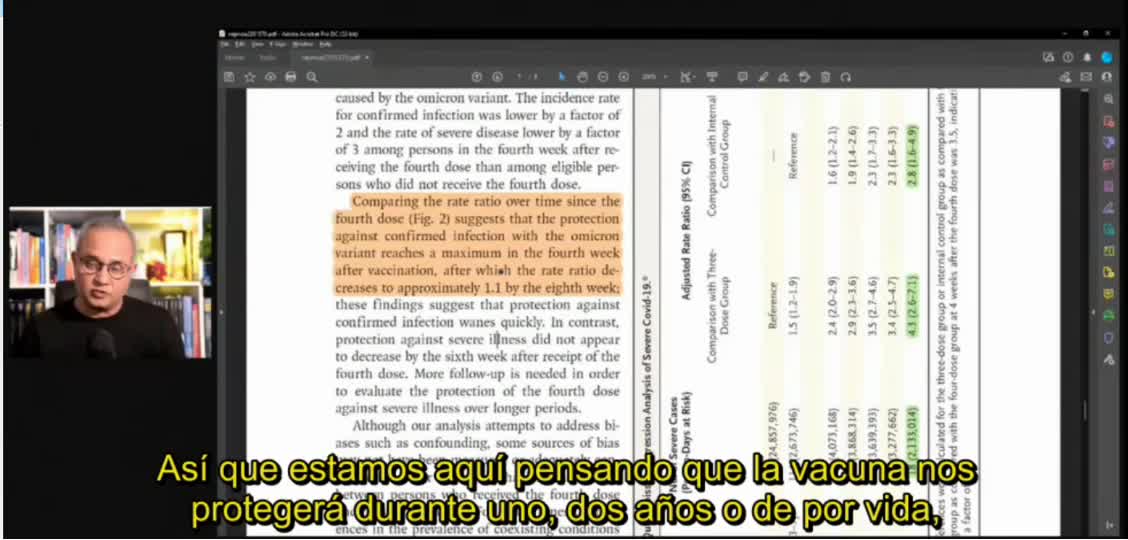 Estudio científico explicado por doctor provacuna: la protección de Pfizer dura solo cuatro semanas