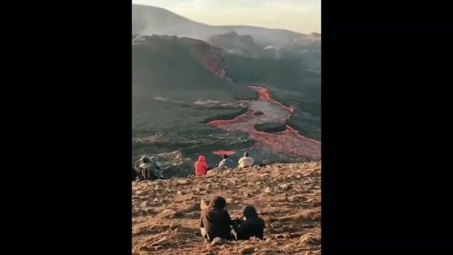 Tourists enjoyed an explosive show by the Fagradalsfjall volcano in Iceland