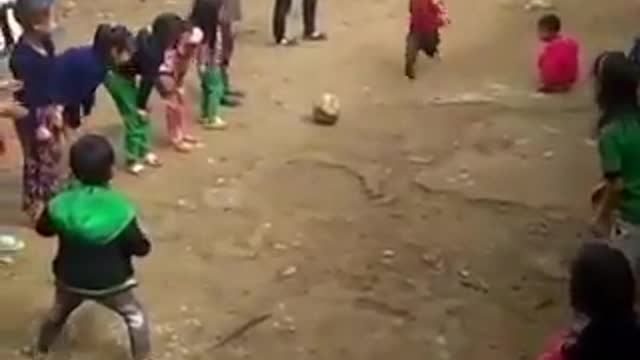 Perfectly Funny kick by a boy.