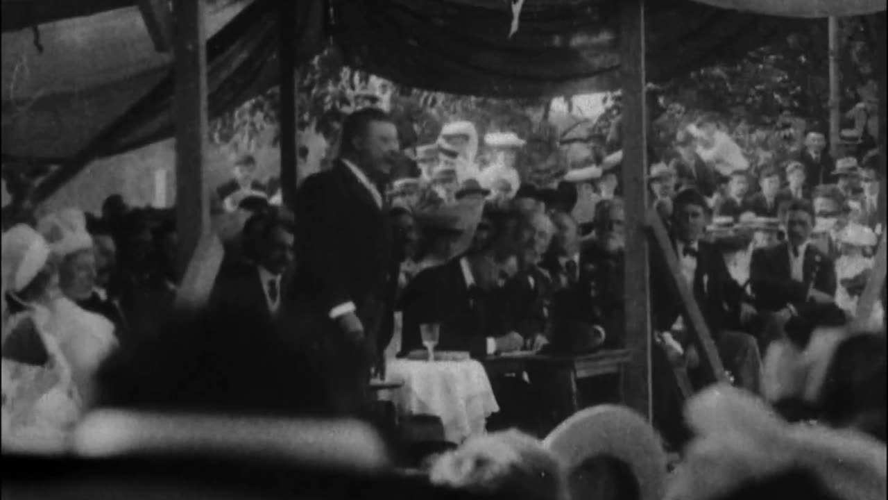 President Roosevelt's 4th Of July Oration (1903 Original Black & White Film)