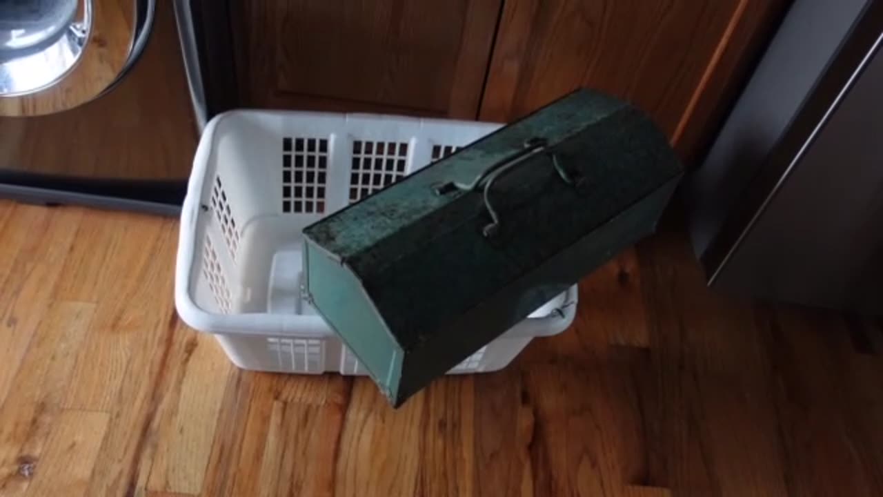 Dad's 1940's Tool Box May Save My House! Solid Old Tool Box To Store Batteries. Thanks Dad.........