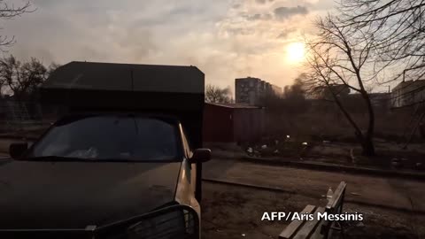 Bakhmut. AFP journalists filmed the moment the russian Nazis hit a residential building