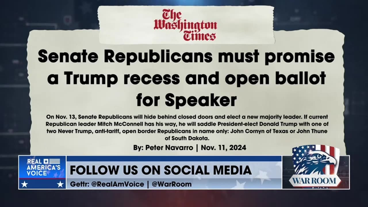 Peter Navarro: Senate Republicans Must Promise Trump A Recess & Open Ballot For Speaker!