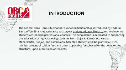 Federal Bank Hormis MemorialScholarship Indian ug students