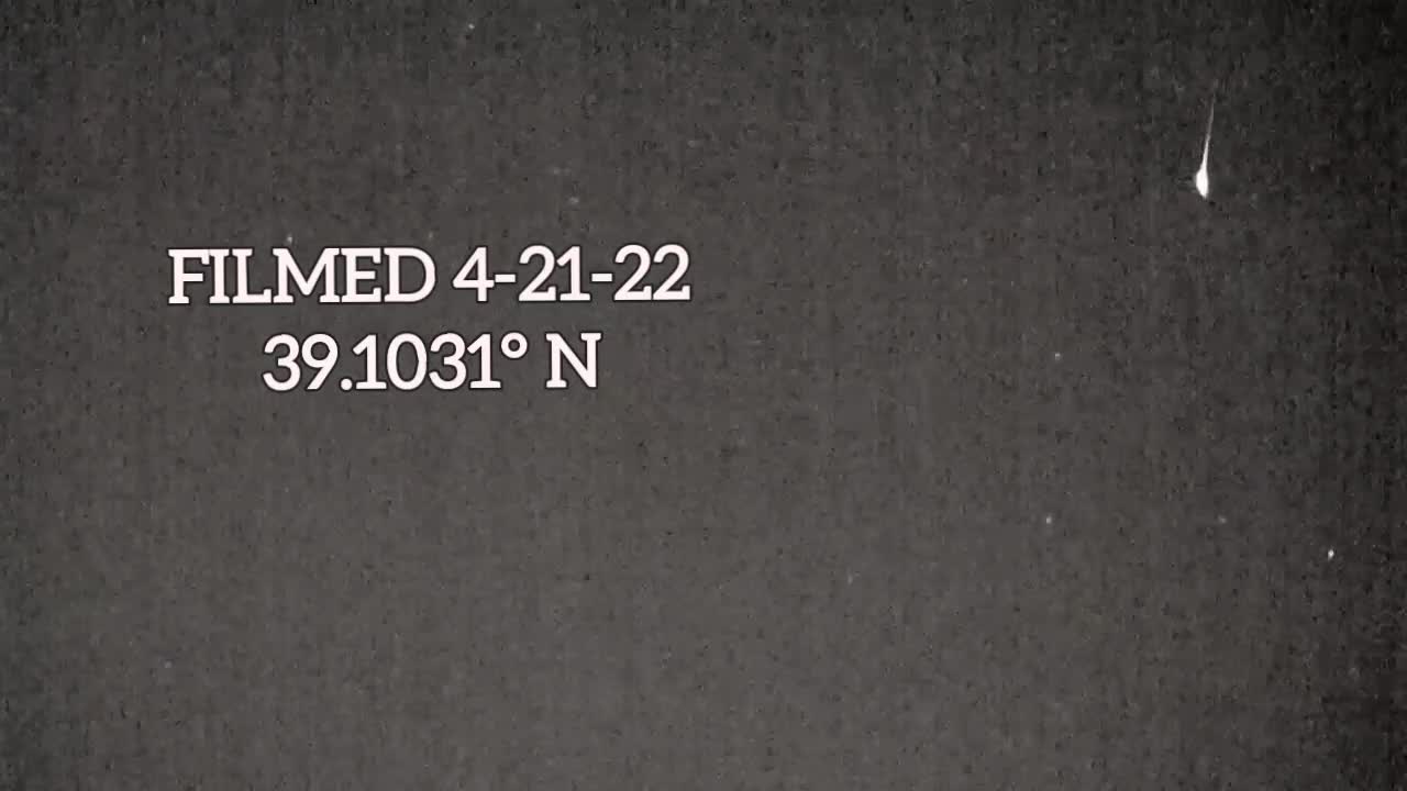 Meteor Fireball Filmed 4-21-22 39.1031° N Facing North