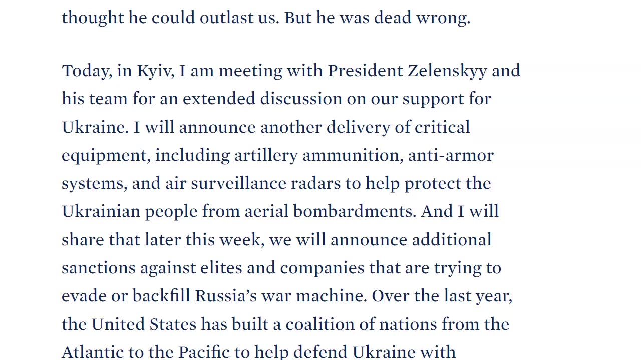 ALERT: Statement from President Joe Biden on Travel to Kyiv, Ukraine