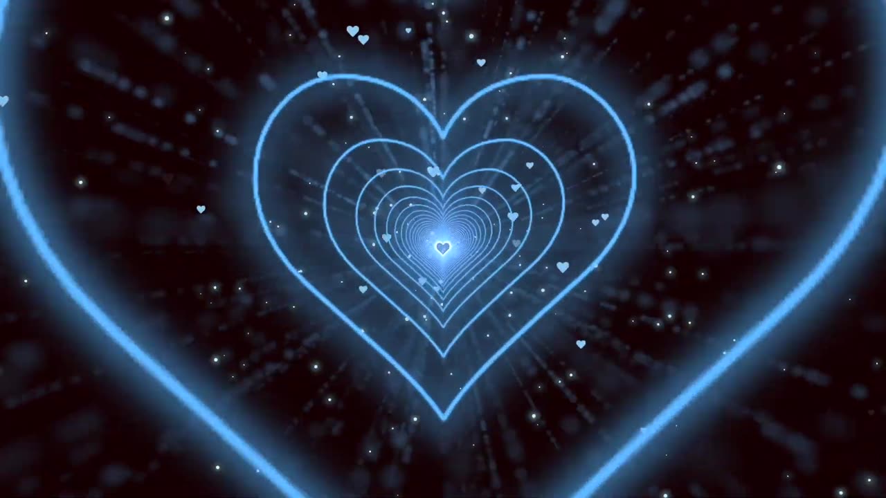 118. Heart Tunnel💙Blue Heart Background Neon Heart Background Video