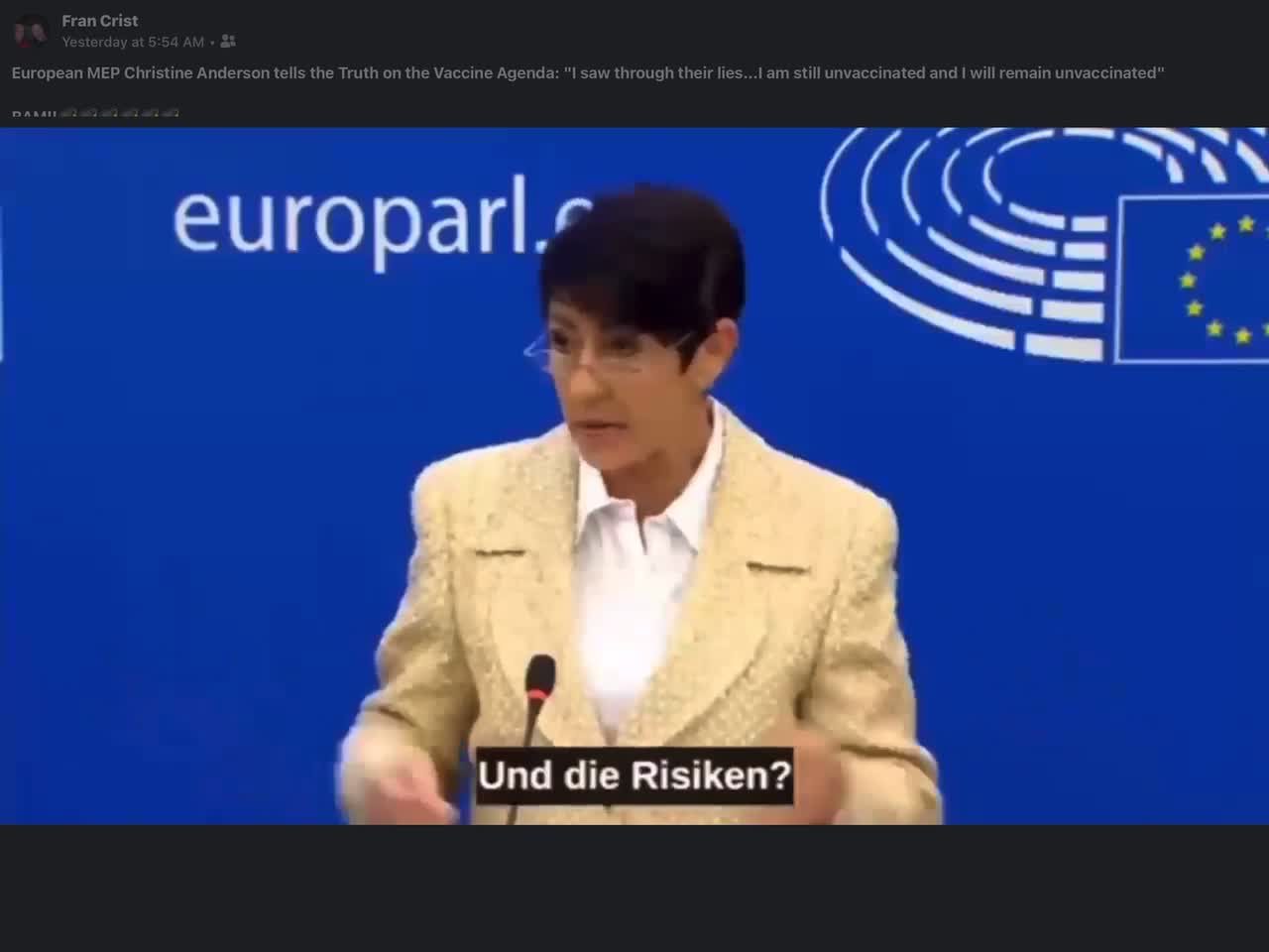 Christine Anderson German member of the EU parliament I will never get vaccinated ❤️