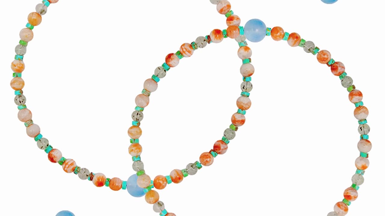 Natural turquoise and Snowflake Ghost Quartz with Black Rutilated Quartz Milky Blue Aquamarine03