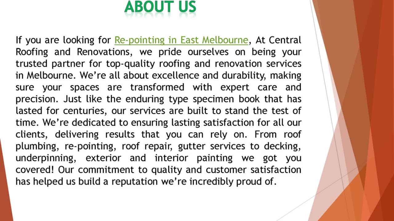 If you are looking for Re-pointing in East Melbourne