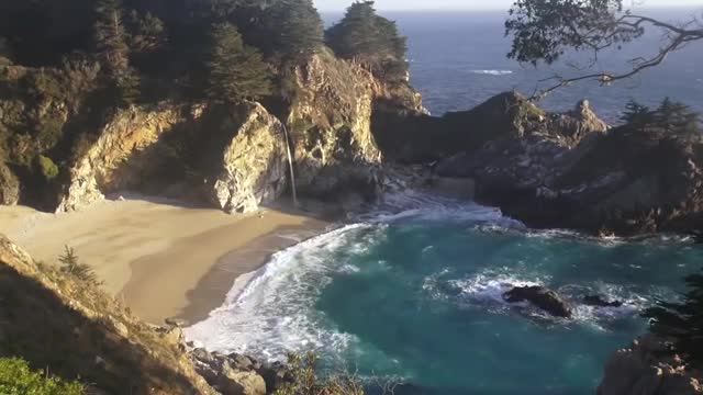 Relaxing 3 Hour Video of a Waterfall on an Ocean Beach at Sunset