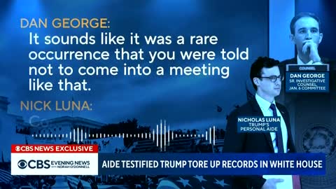 Aide testified Trump tore up records in White House