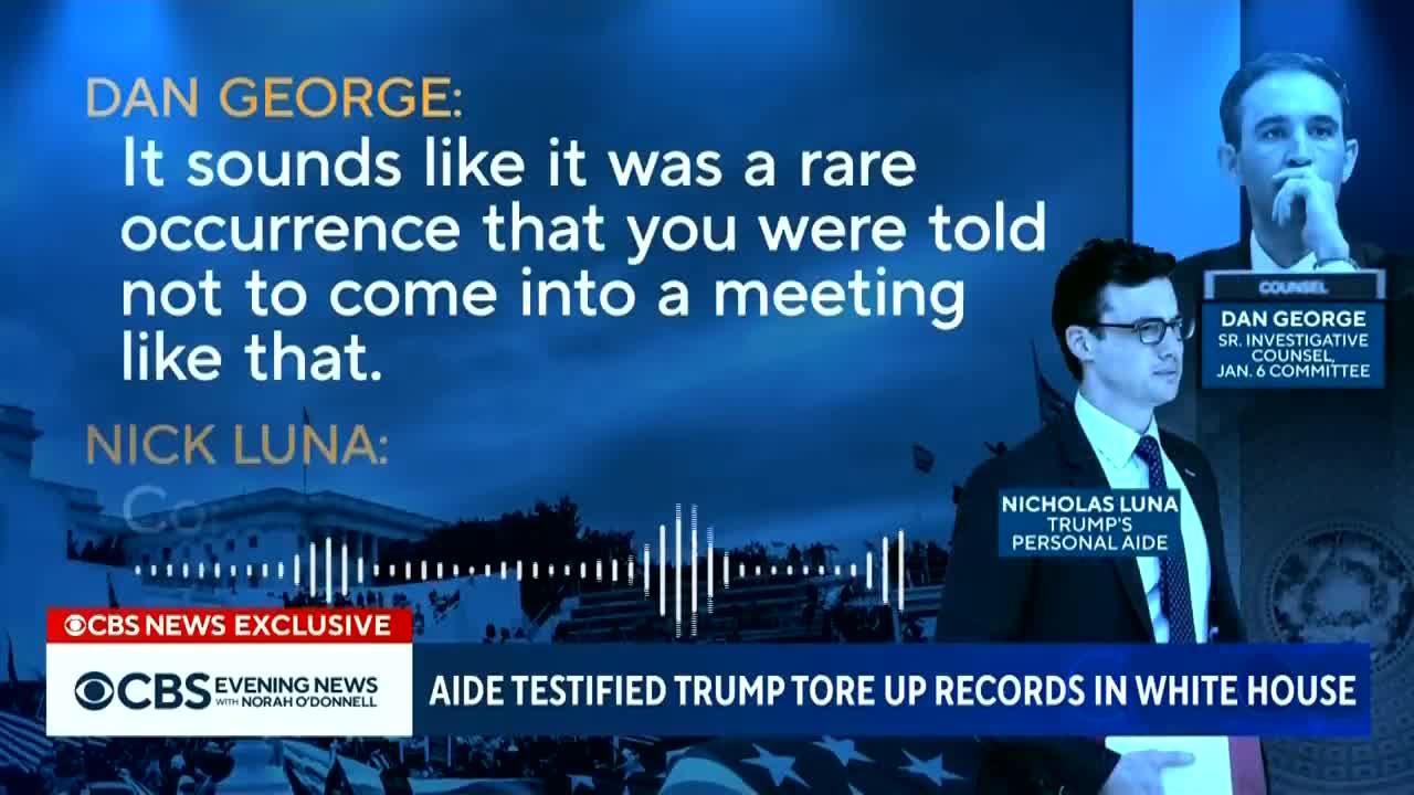 Aide testified Trump tore up records in White House