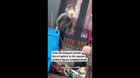 San Francisco art gallery owner caught spraying a homeless California woman #SHORTS