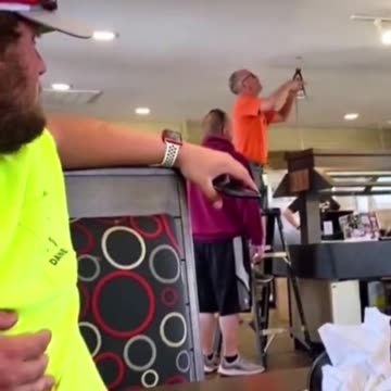 Electrician gets his nuts fried!