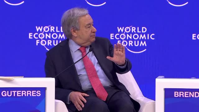 UN Secretary General at WEF: Politicians need to make unpopular decisions today which will be essential to shape the public opinion itself