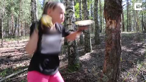 Little Girl Punches Down Tree Using Boxing Skills