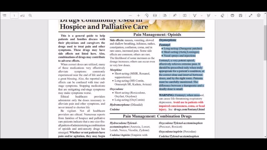 Transdermal fentanyl in the hospice- Did you know? with facts