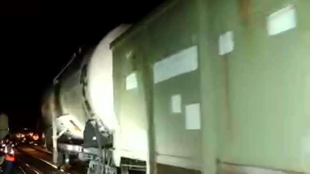 The first test train passed along the railway line of the Crimean Bridge