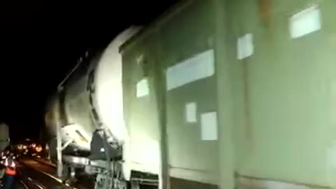 The first test train passed along the railway line of the Crimean Bridge