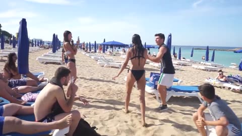 challenging hot Girls at Beach