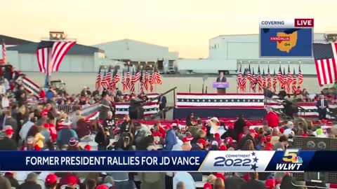 Day before the election, former president Donald Trump speaks at a rally in Ohio for J.D.