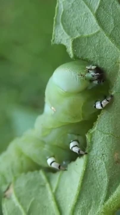 CATERPILLAR DEVOURING LEAF!