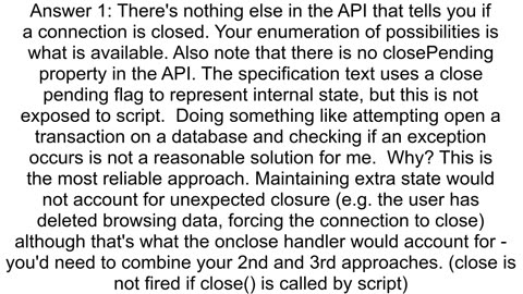 How do I check if an indexedDB instance is open