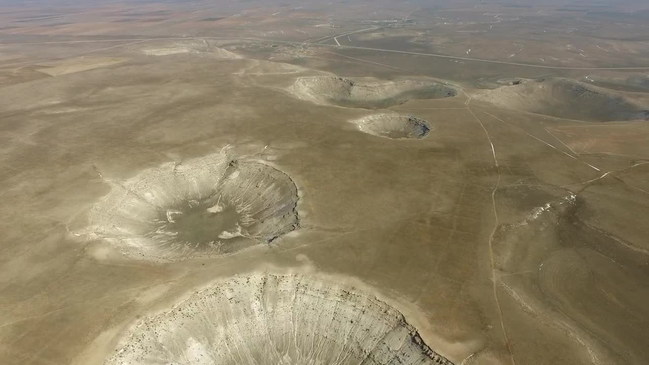 Meteor pits in the ground surface