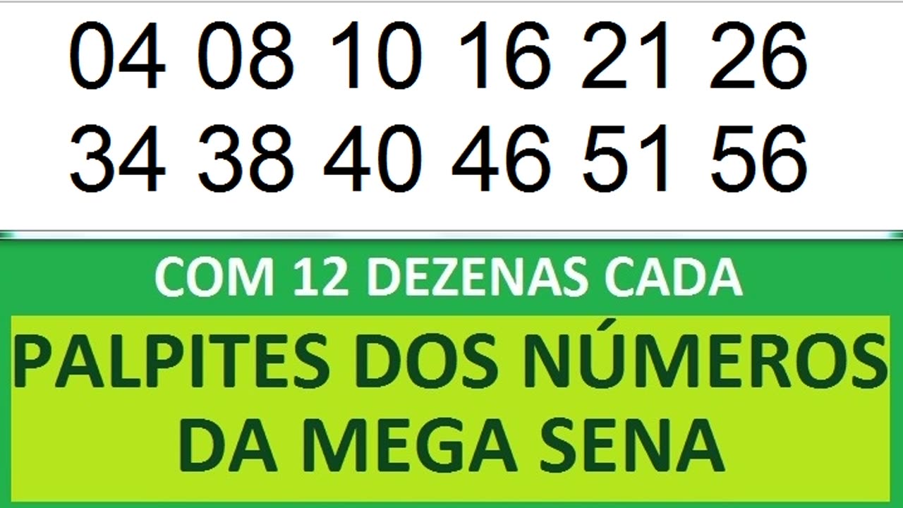 PALPITES DOS NÚMEROS DA MEGA SENA COM 12 DEZENAS qm qn qo qp qq qr qs qt qu qv qw qx