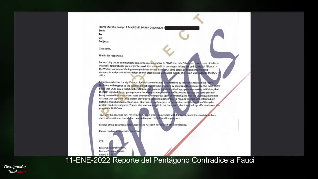 11-1-2022 Informe del Pentagono contradice a Fauci