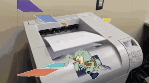 Squidward Is Playing With Tiles On Top Of A Printer 🖨️