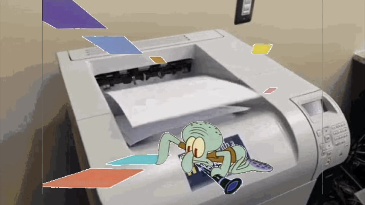 Squidward Is Playing With Tiles On Top Of A Printer 🖨️