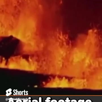 Aerial footage captures Iceland volcanic eruption