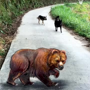 3D Bear drawing to check his dogs reaction