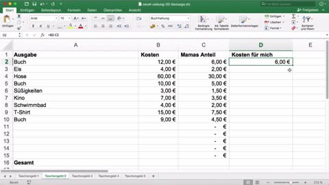 Calculate with Excel